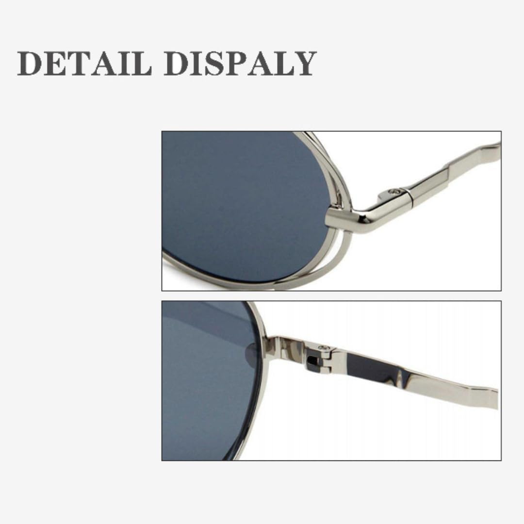 Gafas de sol punk polarizadas de moda, ovaladas, estilo conducción, metal, UV400, para exteriores.
