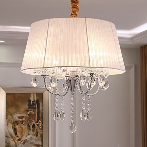 Lustres Plafonniers Suspensions Lampe Suspension Lustre en cristal 4 lampe abat-jour en tissu lustre créatif lampe de plafond restaurant salon chambre e14 Pendante Lampe Lustre Plafonniers