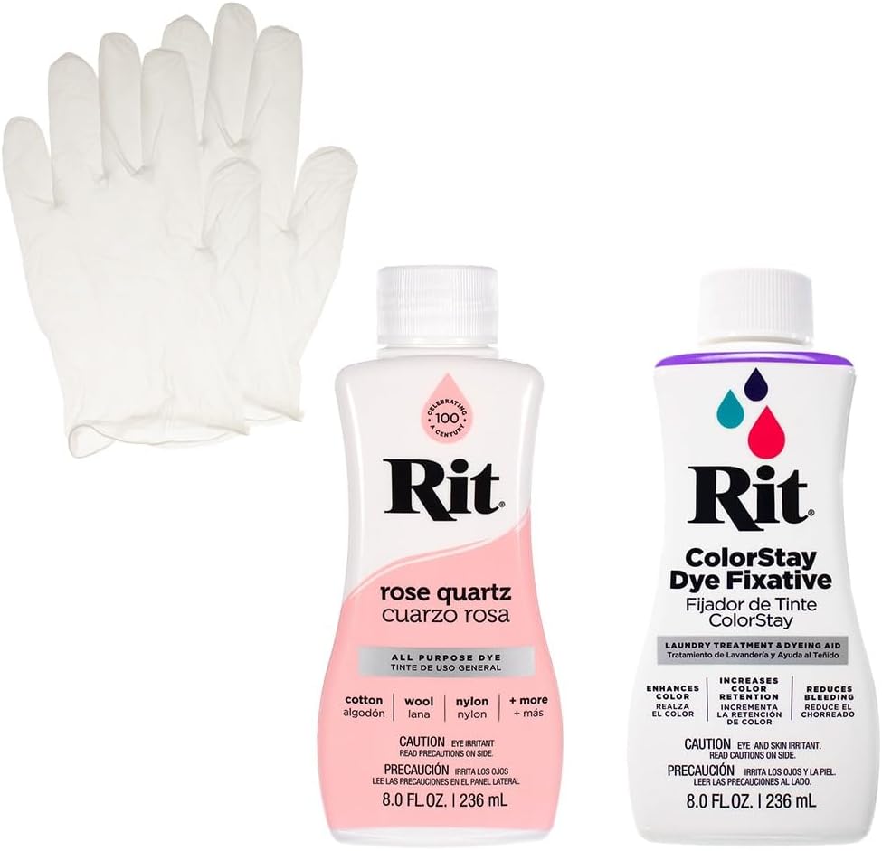 Rit Liquid Dye with ColorStay Fixative Bundle – All in One Kit with Gloves to Reduce Color Bleed (Dark Green)