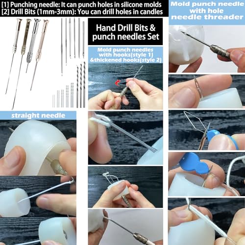 Image of 41PCS Mold Punch Wicking Needle Tools Inserting Tool for Candle Making Adjustable Punch Needle Long Silicone Mold Hook Needle Drill Candle Wick Hole Drill Steel Sticks to Make Holes in Candles Soap
