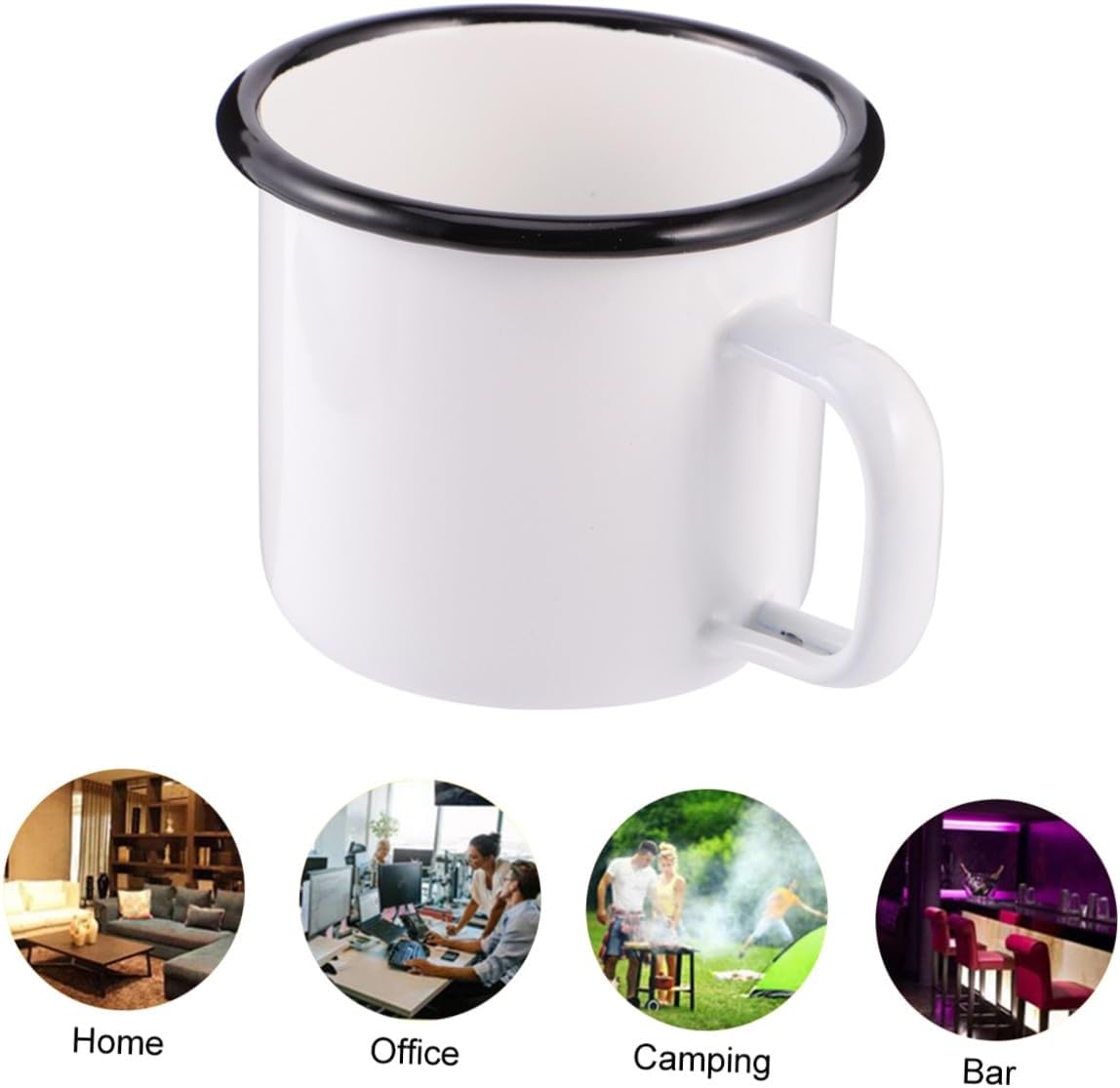 Enamel Drinking Cup Enamel Camping Mug for Camping Hiking Picnic ( White )