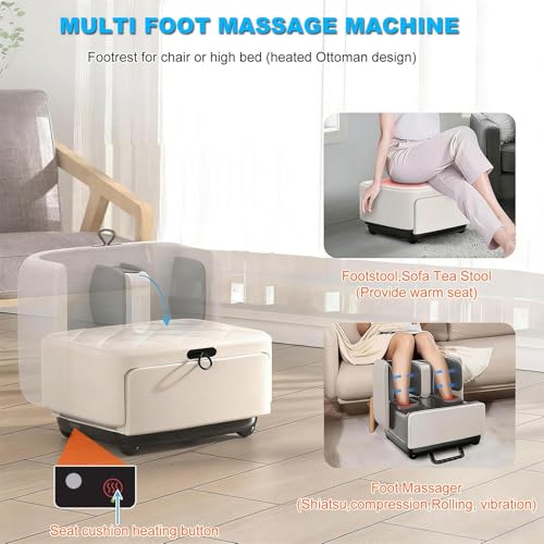 Shiatsu Feet Massager, Foot Massager with Heat, Deep Kneading, Vibration and Air Compression for Feet, Ankle, Leg, Tired Muscles & Plantar Fasciitis, Gift for Men Women miniatura 3
