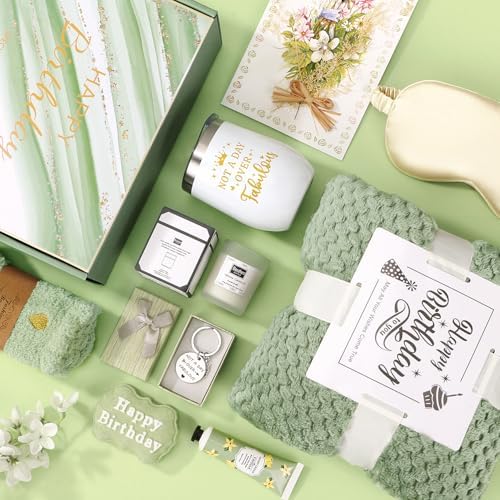 BaiCai Birthday Gifts for Women, Happy Birthday Gifts for Mom Sister Her Best Friend Girlfriend Wife Bday Gift Ideas, Unique Relaxing Spa Birthday Gift Baskets for Women Care Package w/Blanket