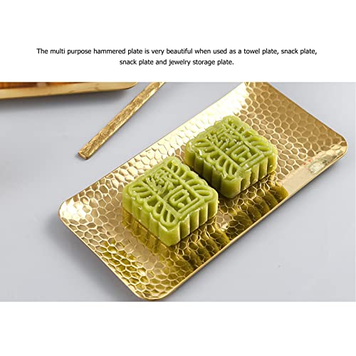 25X11Cm Towel Hammering Trays,Stainless Steel Multipurpose Dishwasher Safe Dessert Tray That Suitable For Family Restaurant Use (Gold) #TOP2