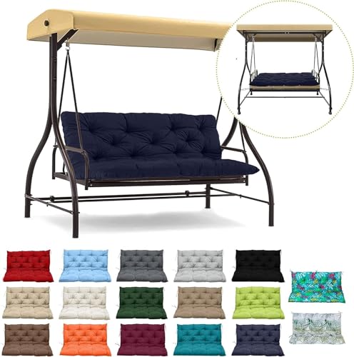 Porch Swing Cushions, 2-3 Seater Waterproof Bench Cushion, Outdoor Swing Cushions with Ties, for Outdoor Patio Garden Furniture (Color : Navy Blue, Size : 60 * 40inch/150 * 100 * 10cm)