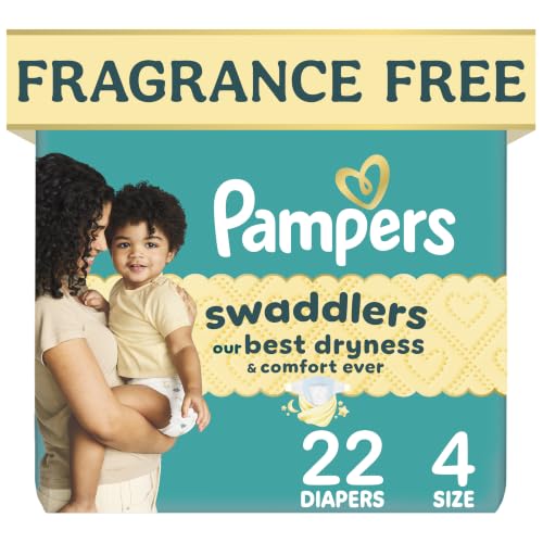 Image of Pampers Swaddlers Diapers, Size S4 (15-34 lbs), 22 Count, Absorbent, Keeps Baby Dry and Comfortable, Pediatrician Recommended Skin Safe Disposable Baby Diaper