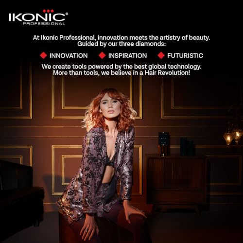 Image of Ikonic Pro 2200+ Hair Dryer, 2200W Powerful AC Motor, Ionic Technology, 2 Speed & 3 Heat Setting, Cool Shot, Low Noise, Hair Diffuser & Nozzle, For Women & Men, All Hair Type (Black & Red)