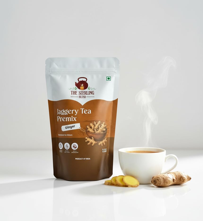 Image of The Sterling Blend Instant Jaggery Tea Premix Pack of 3 | Cardamom Ginger Lemongrass Chai| Naturally Sweetened with Jaggery | Instant Desi Chai Mix | Tea Premix | No Refined Sugar