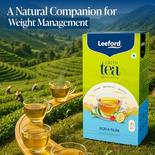 Image of Leeford Aqua Slim Green Tea Pack of 2 (30 Tea Bags Each)|Garcinia,Hibiscus & Moringa Blend|Supports Weight Management,Fat Burn & Digestion|Natural Detox & Metabolism Booster|Enjoy With Honey