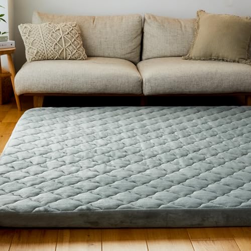 グラムスタイル ラグ 極厚 70mm 185×185cm 洗える カバー付 高反発 2畳 ラグマット カーペット 滑り止め付 防音 モコ シャドウ