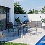 Pamapic 5 Piece Patio Dining Set, Green, Weather Resistant PE Rattan Table and Chairs, Comfortable Cushions, Easy Maintenance - Image 2