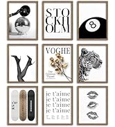9 Pcs Stockholm Style Fashion Gallery Wall Art Set, Black and White Luxury Aesthetic Posters for ...