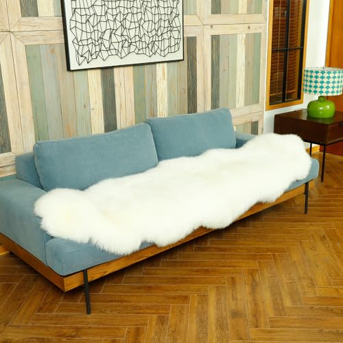 Rzlwool RZYMDT-FT Genuine Sheepskin Rug New Zealand Luxury Lambskin Rug, Natural Fluffy Sheepskin Throw For Bedroom Living Room Children'S Room - Premium Area Rug Chair Cover thumb #2