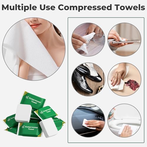 Image of Disposable Compressed Towel Tablets, Disposable Face Towels, Compressed Camping Towel Hand Wipe Portable Washcloth, Portable Compressed Coin Tissue for Travel Home and Outdoor Hiking 40 PCS