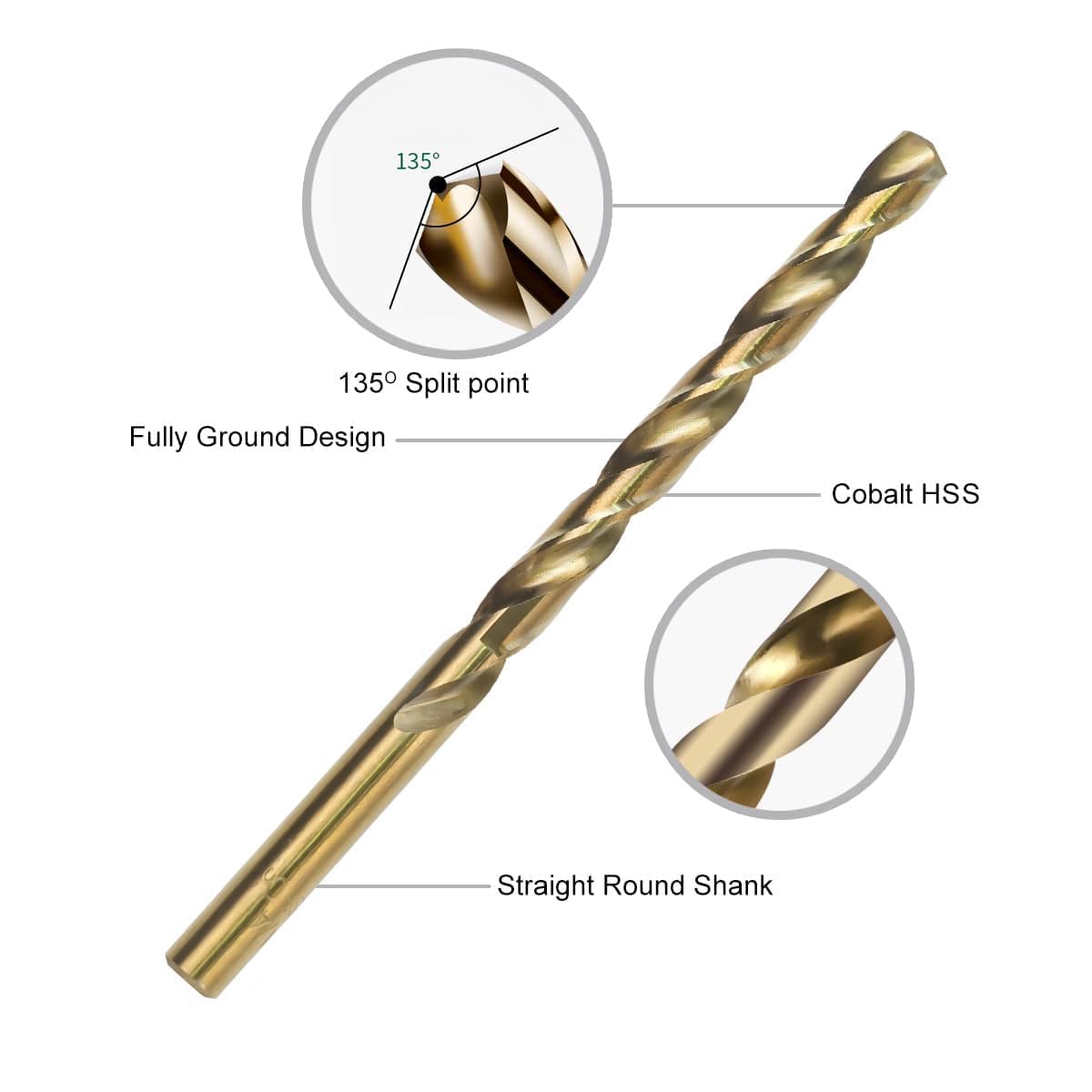60pcs Cobalt Number Size Drill Bit Set, 4341 High Speed Steel Drill Bit Set (#1-60) for Hardened Metal, Stainless Steel, Cast Iron and Wood Plastic with Indexed Storage Case