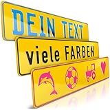 WUNSCHPRÄGUNG – Namens-Kennzeichen mit geprägtem Rahmen und Schrift || Kindername Fußball Fußballverein LKW-Schild Autoschild Wunschkennzeichen Parkplatzschild Türschild Dekoschild