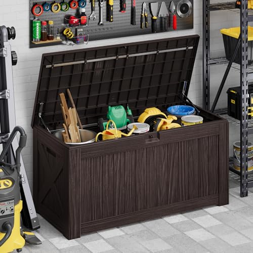 Image of Devoko 125 Gallon Outdoor Storage Box, Waterproof Resin Deck Box