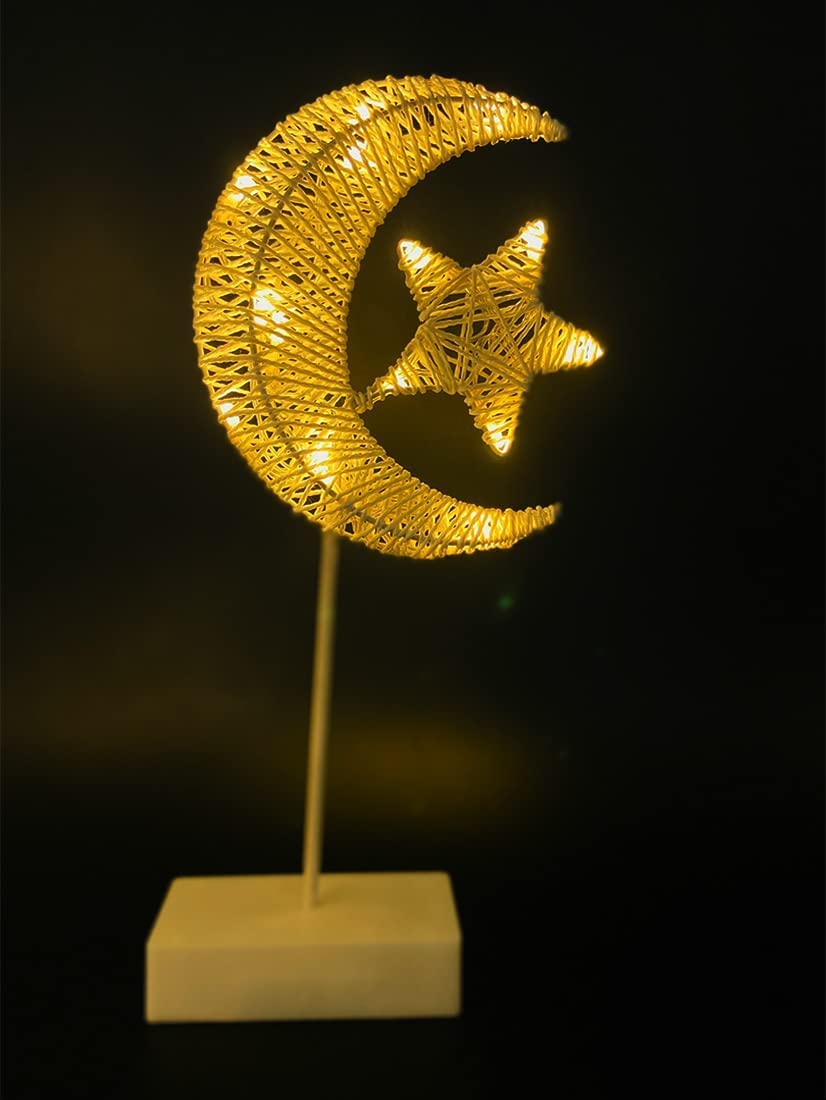 EID Ramadan Decoration Light Moon Shaped Ramadan Desk Lamp for Indoor House Decor Festival Celebration LED Lamp (Moon Star Lamp)