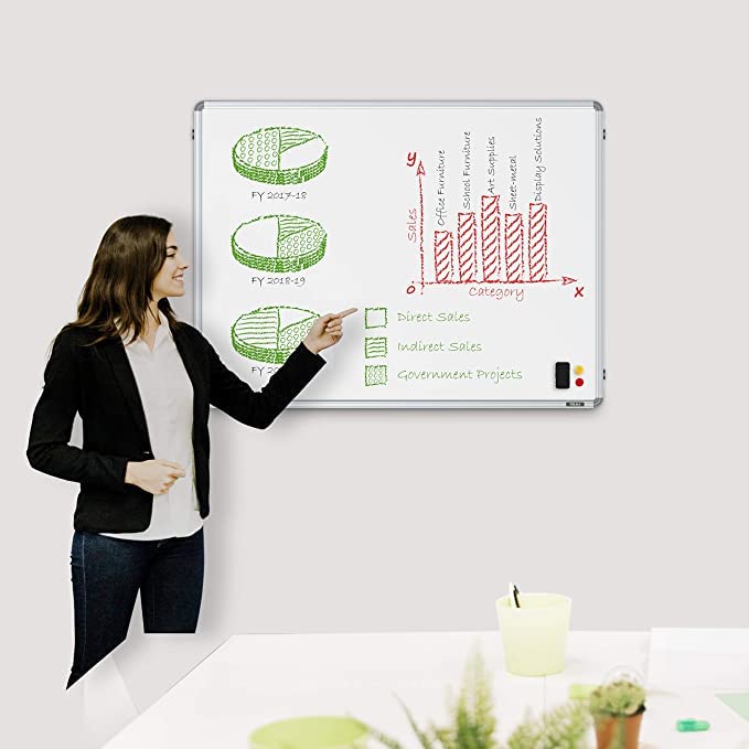 Image of Regular Engineered Wood Whiteboard for Office, Home & School, Factory, 3x4 Feet (Pack of 2)