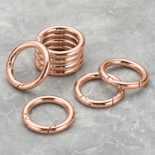 Image of Gkeygo Key Ring Clip, 4 /5 Inch Keychain Rings, 8 Pack Round Carabiner Clip for Keys, Buckle, Bags, Purses - Key Chain Hooks Replacement Keychains Lanyard DIY Crafts, Rose Gold