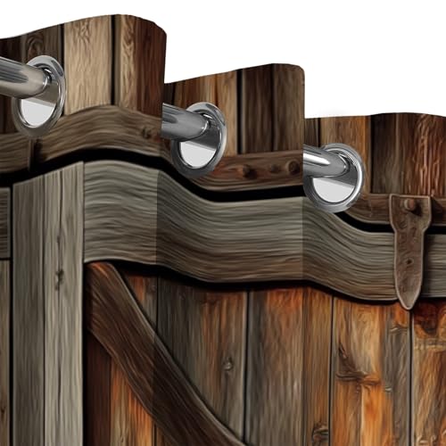 Rideau de salon style porte de grange en bois 117x137 cm - 5