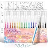 SKYDUE Glitter Gel Pens, 18 Colors Retractable Sparkle Glitter Pens for Coloring Books, Journaling, Drawing, Scrapbooking & DIY Crafts – Smooth Writing & Non-Toxic Art Pens