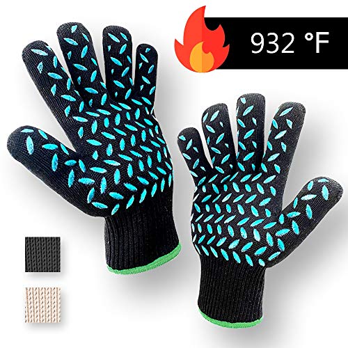 1 PAIR Heat Resistant Gloves Oven Gloves Heat Resistant Black BBQ Gloves For