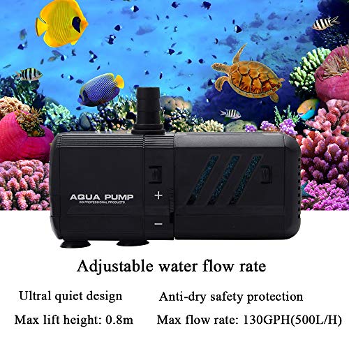 MQ 6-12W Submersible Water Pump 130-320GPH with Filters and Water Nozzles, Ultra Quiet for Aquarium, Fish Tank, Pond, Fountain, Hydroponics - Thumbnail 7