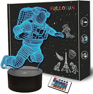 Spaceman 3D Night Light, Astronaut Rocket Optical Illusion Lamp Home Decor Bedroom Light with Remote Control 16 Colors Changing Marvel Xmas Birthday Gift for Outer Space Fan