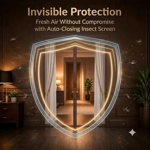 Image of Polyester Magnetic Mosquito Net for Door 210 * 100cm | Mosquito Curtain for All Types & Sizes Door Nets for Mosquitoes Auto-Closing Insect Screen to Keep Mosquitoes Out Black (1, Brown, 210 * 90cm)