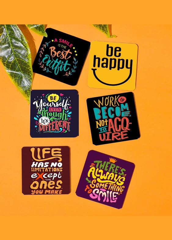 TAJNAN Motivational Quote Coasters Set of 6 Square Drink Coasters ...