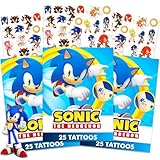 Sonic Temporary Tattoos for Kids and Adults - 75 Sonic the Hedgehog Tattoos For Party Favors Goodie Bags and More | Sonic Party Supplies Bundle