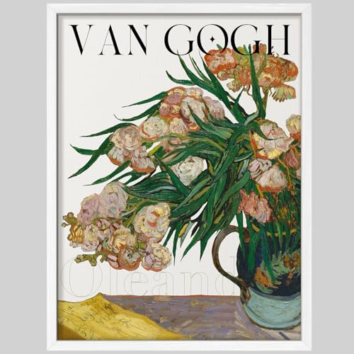 SIGNWIN Framed Poster Bathroom Decor 8"x10" White, Wall Art Room Decor Multicolor for Living Room, Bedroom, Office Vincent Van Gogh Oleander Flower Bouquet Floral Botanical Rustic Vintage