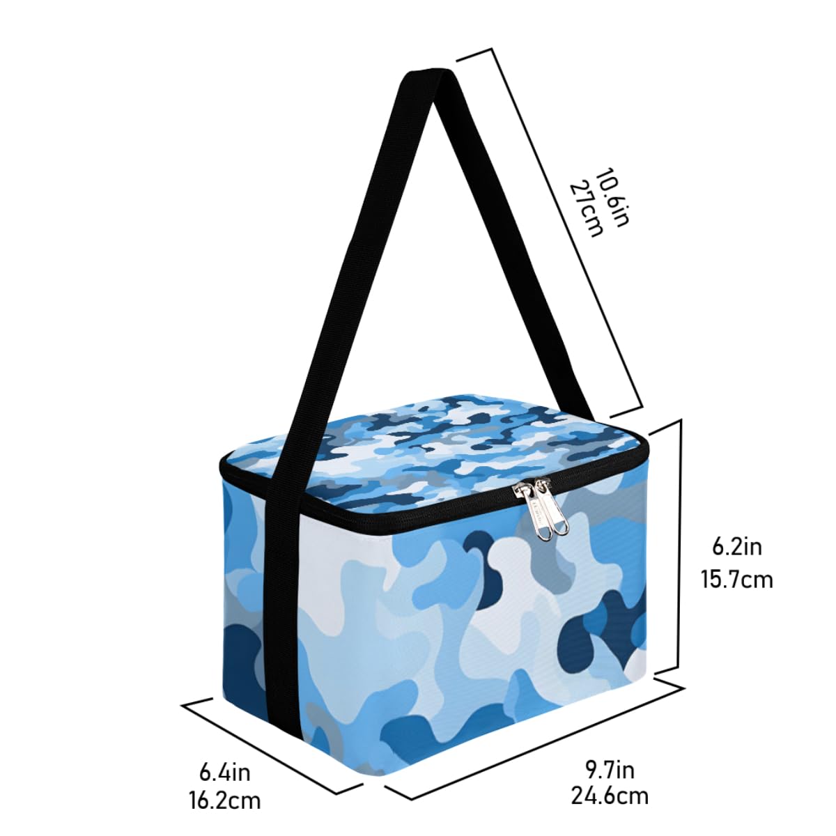 GzLeyigou Lunch Bags for Women Men 9 Cans,Blue Camo Hot & Cold Food Delivery Bag Insulated Grocery Bag Insulated Lunch Box Fashion Camouflage Cooler Bag for Office Work Picnic Beach