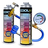 Cool5 Ersatzkältemittel r134a für Autoklimaanlagen – 2 Dosen 5in1, 290g + Druckleitung mit Manometer