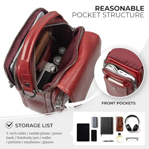 Image of Augus Genuine Leather Small Messenger Bag Crossbody