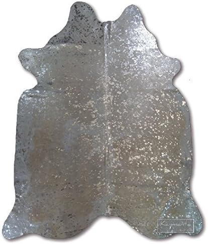 HLXFF3 Silver on White | Devore Metallic Brazilian Cowhide Rug
