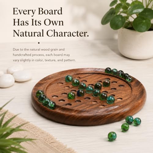 Brainvita Marble Solitaire tablero 10" de madera miniatura 5