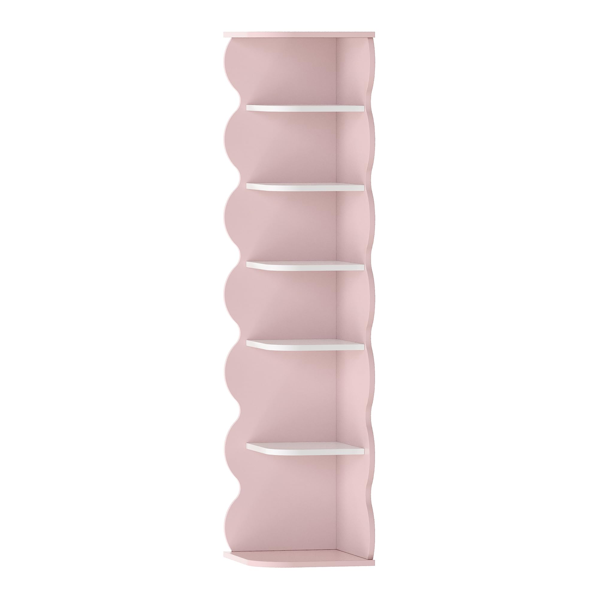 [en.casa] Scaffale Angolare per Cameretta Libreria con 5 Ripiani Scomparti Aperti Portaoggetti per Scarpe Libri Giocattoli a Misure di Bimbi 108 x 27 x 27 cm - Rosa/Bianco