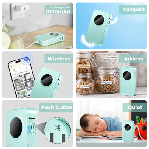 Phomemo D35 Etikettendrucker, Mini Bluetooth Etikettiergerät Tragbarer beschriftungsgerät selbstklebend Labeldrucker, Handgerät Kabelloser Label Printer Für Zuhause, Büro, Schule