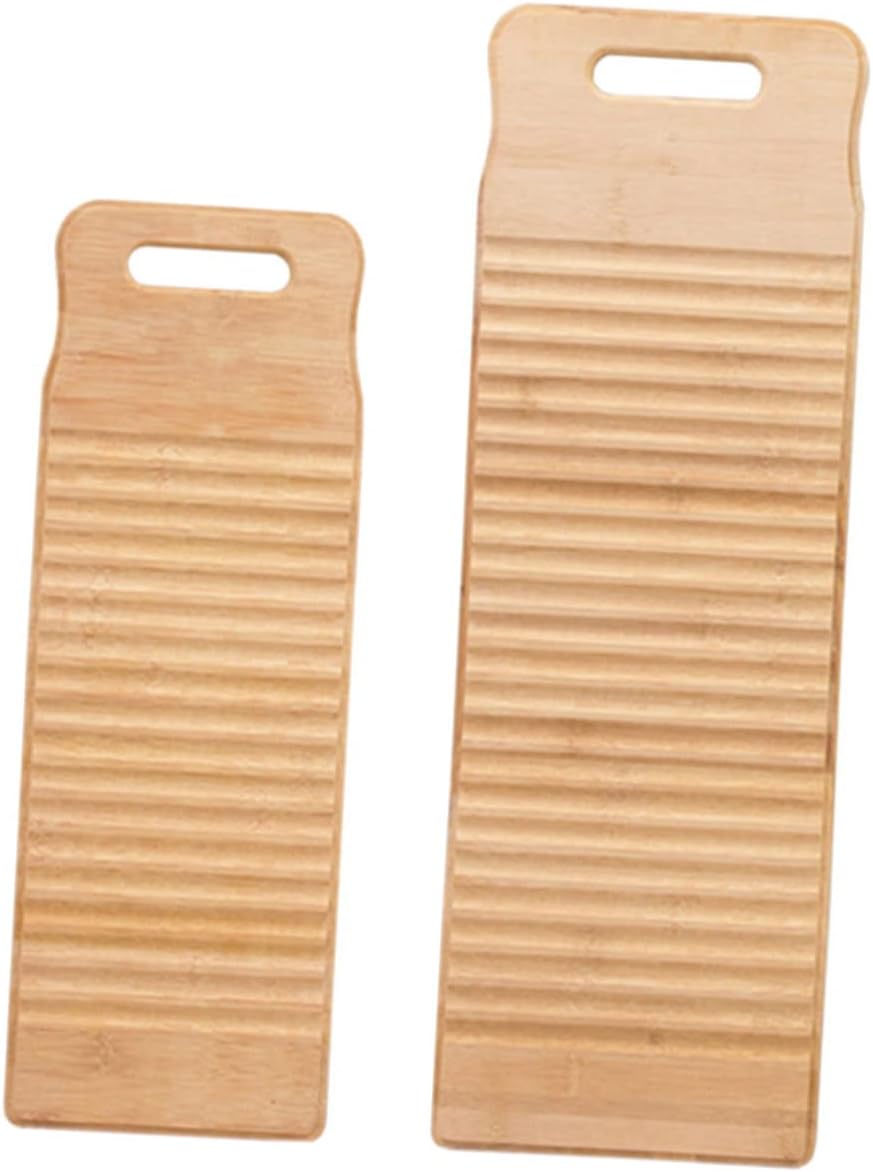 Totority 2pcs Bamboo Mini Washboard Slip Laundry Cleaning Board for Hand Washing Cloths and Boys and Girls