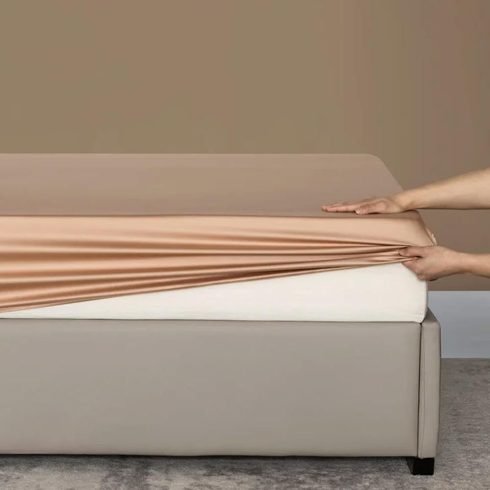 Juego de sábanas de bambú de Lujo 3 Piezas Juego de Ropa de Cama (1 Pieza sábana Bajera y 2 Piezas Funda de Almohada) Funda de colchón Antideslizante para 100/160