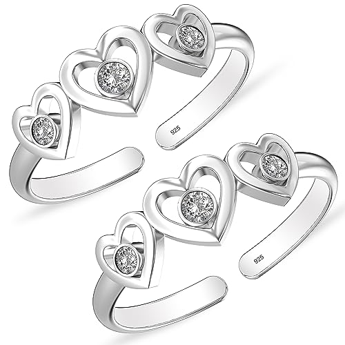 Image of TRUESILVER ACPL 925 Sterling Silver Toe Rings for Women | BIS Hallmarked Classic, Ruby Red & Cubic Zirconia Stone Toe Ring
