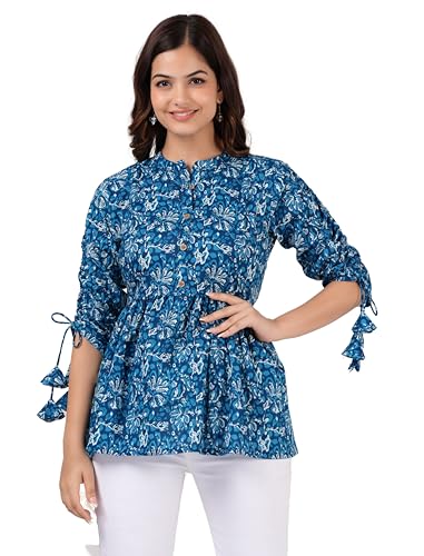 Image of Women's Floral Printed Cotton Tops | Peplon Tops for Women & Girls
