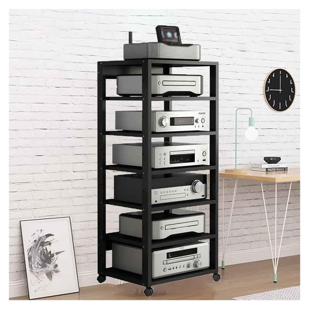 7-poziomowa Półka Audio HiFi, Mebel Do Sprzętu HiFi Stereo, Stojak HiFi Do Salonu Lub Studia Nagrań, Z Otworem Na Sprzęt Audio I Wideo, Wzmacniacz, Szafka(Black)