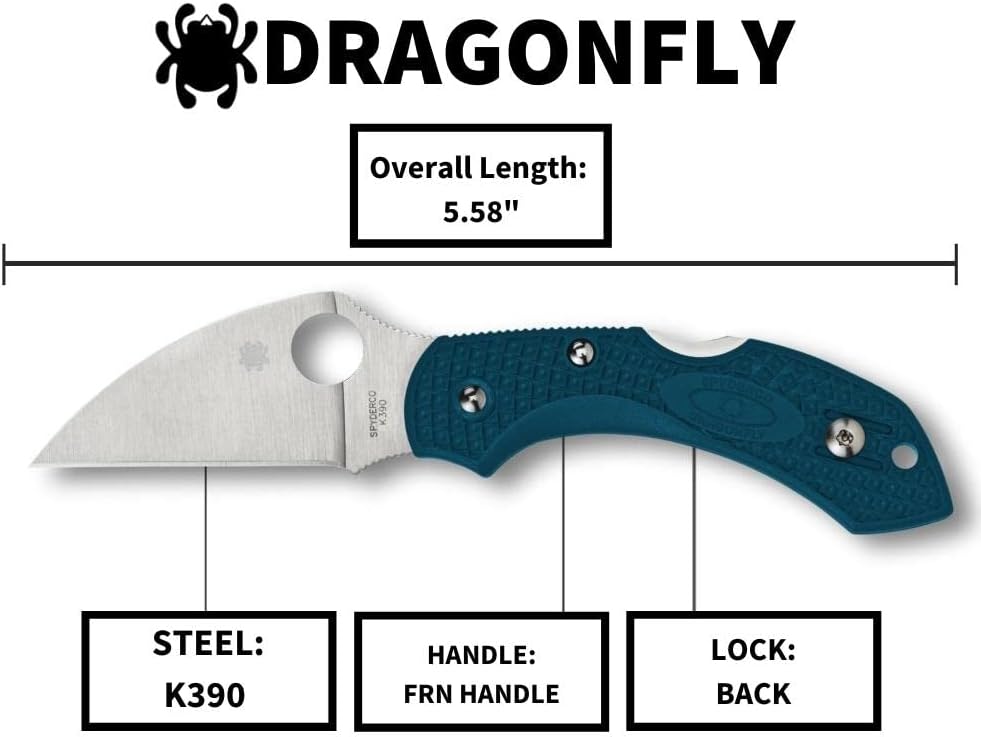 Spyderco Dragonfly 2 Lightweight Folding Pocket Knife with 2.2" K390 Steel Blade and FRN Handle - EDC Knife for Men and Women, Perfect for Hunting, Tactical, Camping - PlainEdge - C28FP2WK390