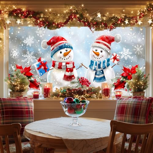 Vinilo decorativo navideño con muñeco de nieve de 39.3 x 17.7 pulgadas miniatura 2