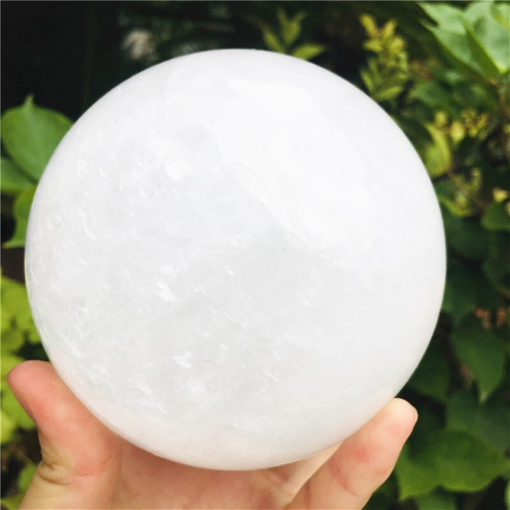 SSOPTMCB White Calcite Crystal Ball Stone Home Decoration gem Aura Spiritual Ornaments (Size : 8cm) Gemstone Stone