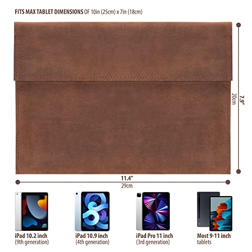 Leather Ipad Case, Ipad Sleeve For 9 To 11 Inch Tablets, Ipad Pro 11 Inch Sleeve, Ipad 10.2 9Th Generation Case – Brown Ipad Portfolio Case, Moonster® Full Grain Leather Tablet Sleeve Ipad Cover Pouch #TOP3