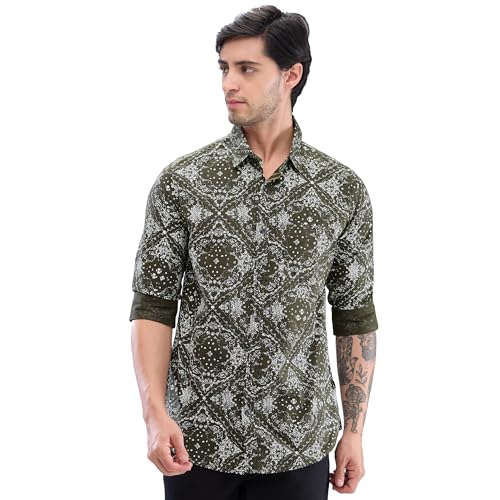 Image of Spykar Men's Slim Fit N /A Full Sleeve Printed Casual Shirts